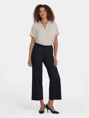 NYDJ Teresa Wide Leg Ankle Jeans in Black | 12